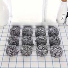 1/6/12pcs Stainless Steel Kitchen Cleaning Brush - High Quality, Suitable For Cleaning All Dirt On Tableware, Cookware And Stove. Reusable Steel Wool Cleaner - Silver - View 3