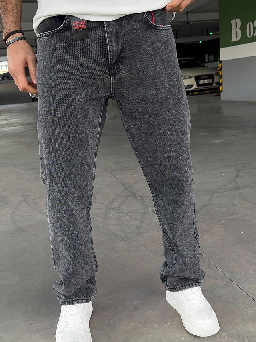 Men's Casual Commuter Washed Tapered Jeans - Grey - View 1