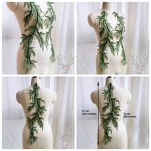 Leaves Vine Lace Applique Green Forest Lace Appliques Lace Motif Trims Embroidery Sewing Patches Projects 1 Mirror Pair, Green - 1 對鏡子 + 綠色 - 查看 1