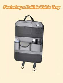 1pc Car Seat Back Storage Organizer Rack, Foldable Tray - Multifunctional Car Storage Box, Large Capacity Organizer Bag, Adjustable Straps, Easy Installation, Extendable Bottom, Various Storage Options, Keeps Car Interior Tidy And Durable, Easy To Clean