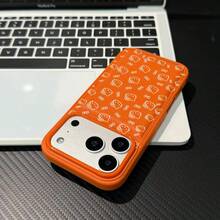 Sanrio 可爱粉色线条Hello Kitty蝴蝶结手机壳 - 兼容 17/17 Air/17 Pro/17 Pro Max、16/16 Plus/16 Pro/16 Pro Max、15/15 Plus/15 Pro/15 Pro Max、14/14 Plus/14 Pro/14 Pro Max、13/13 Pro/13 Pro Max、12/12 Pro/12 Pro Max、11/11 Pro Max，防尘，流行气泡皮革纹理防摔保护套 - 橘色 - 查看 5