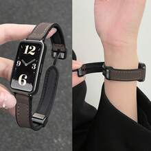 1pc Faux Leather Folding Magnetic Clasp Strap, Suitable For Xiaomi Mi Band 10/9/8, Band 10/9/8, Galaxy Fit3 Smartwatch, Soft & Breathable Replacement Wristband - Burnt Brown - View 8