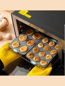 6-Cavity/12-Cavity Silicone Tart Baking Mold, Heat Resistant Non-Stick Baking Tray, Suitable For Baking Muffins And Cupcakes - Multicolor - View 8