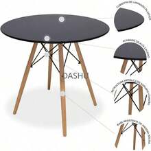 Mesa Comedor Redonda | Desayunador para 2 a 4 Personas | 80 cm de Diámetro y 75 cm de Altura | Práctica y Multifuncional | Ideal para Todo Tipo de Espacio | Diseño Elegante - Negro45 - Ver 4