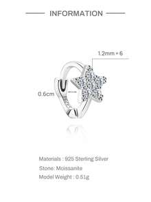 SereneSpark 1Pc Moissanite Stud Earrings 925 Sterling Silver Cartilage Earrings Hypoallergenic Flat Back 18K White Gold Plated Earrings For Daily Wear Wedding Party Engagement Fine Jewelry - White Gold - View 22