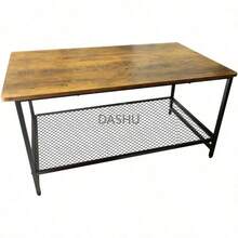 Diseño 2 en 1 con Mesa Rectangular con Almacenamiento y Mesa Auxiliar Redonda, Bossa Juego de 2 Mesas de Centro para Sala Clai – Estilo Industrial Marrón y Negro - por defecto - Ver 5