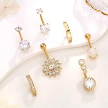 7件套可爱肚脐环，14G不锈钢肚脐穿刺饰品，女士款 - 7pcs - 查看 2