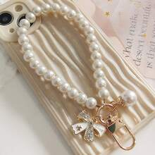 Pearl Decor Phone Lanyard And Wristlet - Elegant Fashion Phone Accessory With Butterfly & Key Chain Pendant - Stylish Beaded Strap, Convenient To Carry And Organize Compatible With Android And Most Smartphone,Gifts For Mother, Family, Friends, Kids, Birthday, Holiday Phone Chain - Multicolor - View 10