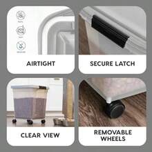 Pet Food StorageIRIS USA Contenedor de Alenamiento de Comida para Perros WeatherPro con Cierre Hermético Hasta 11.3 Kg Ruedas Removibles Mantiene Fresco Cuerpo Translúcido Libre de BPA Claro/Gris - ClaroGris - Ver 4