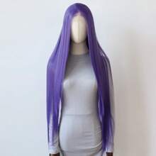 ZigZag Hair 13x4蕾丝前置合成假发，紫色，预先拔毛的自然发际线，适合日常佩戴和角色扮演 - 耐热无胶假发，有40英寸超长直发和24英寸两种尺寸可选 - 紫色 - 查看 5