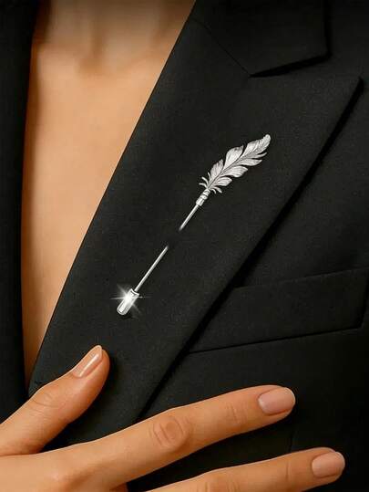 Luxury Glossy Feather Brooches - Creative Pins For Women Unisex Casual Party Jewelry Accessories / Friends Gifts Badges Decoration