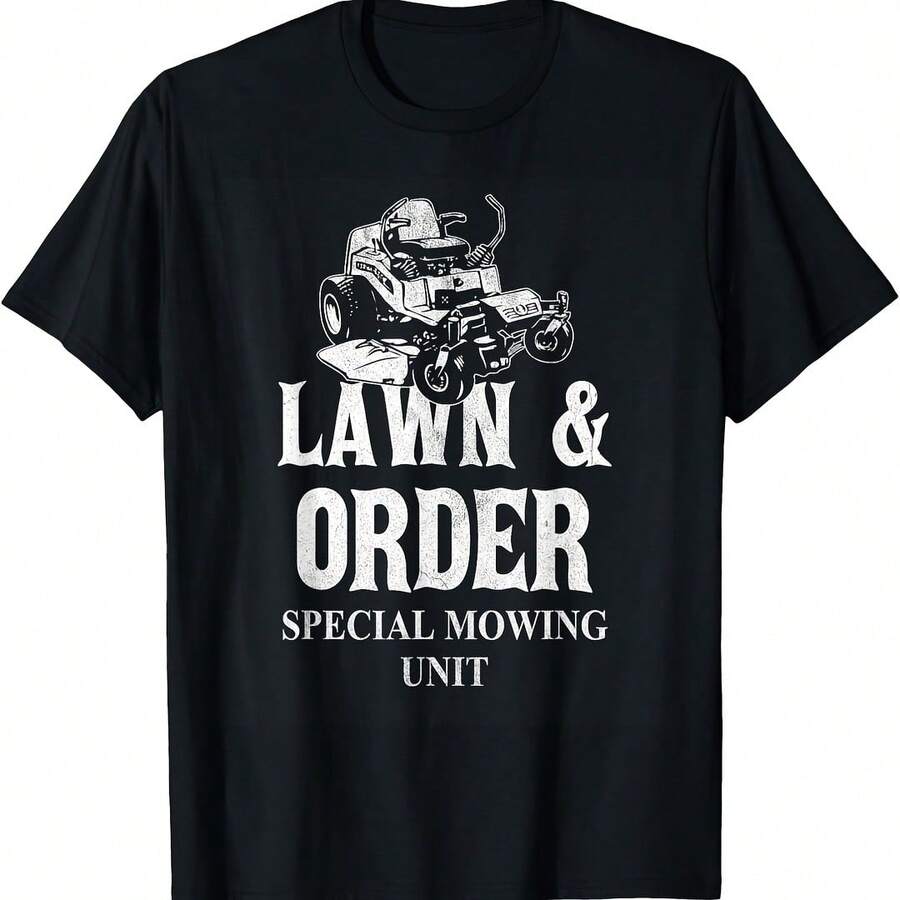 Lawn & Order Special Mowing Unit Funny Dad Joke Lawn Mower T-Shirt - 粉色 - 查看 1