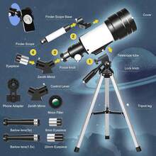 LOVEWE 70mm Aperture 150X Monocular Telescope - Portable With Tripod Phone Mount, Essential For Adult Camping Education Xmas Halloween Gift - White - View 8