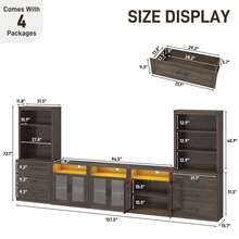 4-Piece Farmhouse Entertainment Center: 157" Wide Wall Unit For TVs Up To 100" With Bookshelves, Doors, Drawer, And Media Console - View 3