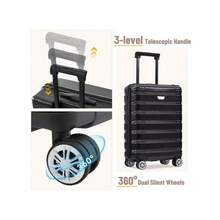 MERAX Hardshell Luggage Set 3 Piece Durable ABS+PC Travel Suitcase With Spinner Wheels For Men Women 20/24/28 Inch Black - Negro - Ver 5