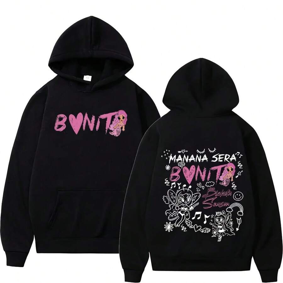 Singer KarolA G Bichota Hoodie Men Women Casual Vintage Singer Graphic Printing Sweatshirts For Fans - Black - View 1