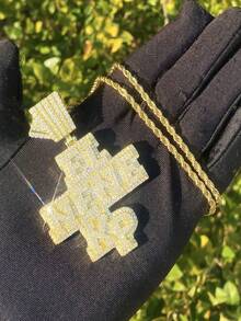 DUBSS 1 Piece Iced Out EL NENE KP Necklace Pendant For Men Real Copper 5A Cubic Zirconia Gold Plated Hip Hop Jewelry - Letter Pendant - View 4