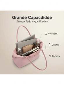Large Capacity Foldable Women's Shoulder Bag: Waterproof Nylon, For Everyday Work, Spacious And Versatile For Travel, Lightweight, Compact And Durable Medium Foldable Waterproof Women's Shoulder Bag - 卡其色 - 查看 3