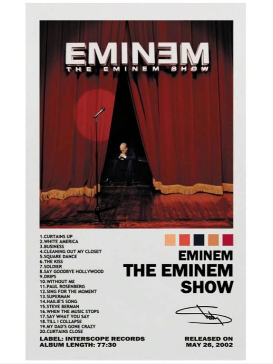 《The Show》专辑封面帆布海报 - 无框墙饰 - 嘻哈主题 - 音乐爱好者和粉丝的完美之选 - 大胆设计，适合男士专属空间、办公室、卧室装饰 - 12x18 英寸，音乐海报 - 彩色 - 查看 1