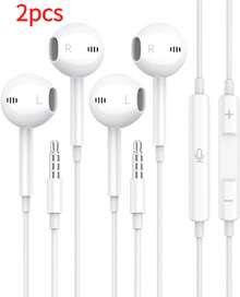 2026 Hot Wired Earbuds 2 Pack, Earbuds HiFi Stereo Wired Earphones Headphones With Microphone Volume Control Compatible With IPad, Laptop, MP3, Android Smartphones, Fits All 3.5mm Jack Device - USB-C - Xem 1