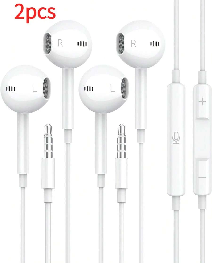 2026 Hot Wired Earbuds 2 Pack, Earbuds HiFi Stereo Wired Earphones Headphones With Microphone Volume Control Compatible With IPad, Laptop, MP3, Android Smartphones, Fits All 3.5mm Jack Device - USB-C - Xem 1