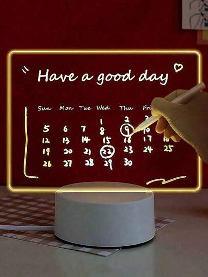 1pc 3D Luminous Writing Board, Can Write Calendar, Write Any Content, Equipped With Erasable Marker, USB Night Light, Decorative Desk Lamp, LED Desk Lamp, USB Powered
