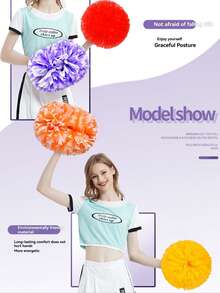 1pc Matte Solid Color Cheerleading Pom Poms, Basketball PE Class Cheer Pom Poms, Dance & Gymnastics Competition Props, Team Activity Cheering Accessories, Suitable For Various Stage Events Double-Sided Pom Poms