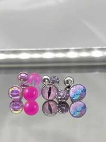 5pcs Cute Candy Color Tongue Rings, Pink, Purple, Green, Blue, Yellow, Women's Piercing Jewelry, Suitable For Daily Wear - 5-piece Set - View 15