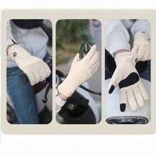 1 双卡其色/黑色/白色手套，时尚保暖的德国羊毛内衬全指手套，具备触屏功能，掌心防滑，防风保暖，适合滑雪、骑摩托车和户外冬季活动。 - 彩色 - 查看 6