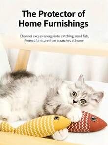 1pc Cat Toy Catnip Fish Pet Chew Bite Toys For Cats Funny Interactive Soft Simulation Fish Kitten Training Playing Toy Cat Supplies - Multicolor - View 6