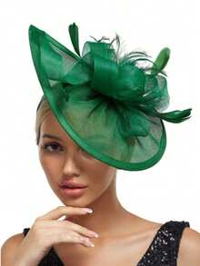 1件装女士迷人帽子茶会头饰肯塔基德比婚礼花朵网纱发夹发饰