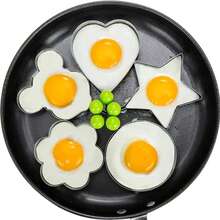 1/5pcs New Stainless Steel Fried Egg Mold, Heart Pancake Maker Omelette Rings, Kitchen Restaurant Multi-Purpose Breakfast Baking Cooking Tools Accessories Gadget - Multicolor - View 2