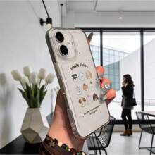 Funda TPU Transparente para Teléfono con Diseño de Perritos Bonitos Lindos Adorables Para el  17 16 15 14 13 12 11 X XS Pro Max 8 7 6 Plus SE caso marco suave - transparente - Ver 4