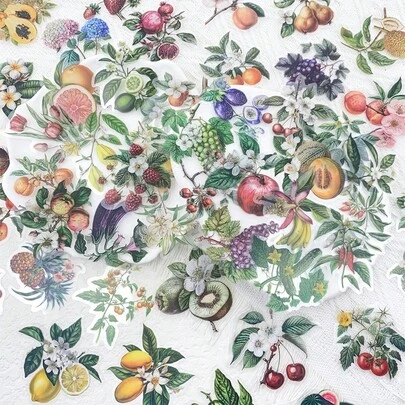 SCXXBSW 50 PCS Plant & Fruit-Themed Stickers Perfect For DIY Cartoon Graffiti Decor On Refrigerators, Phones, Computers, Water Bottles, Suitcases And More