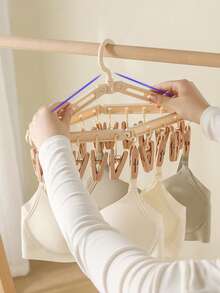 1pc Baby Clothes Hanger, Newborn Socks Drying Rack, Foldable Clothes Hanger With Multiple Clips, Windproof Clothes Rack For Children Wardrobe Storage - Multicolor - View 5