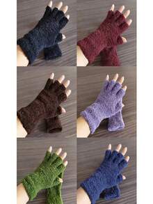 1 đôi găng tay nhung không ngón, thích hợp cho mùa thu/đông. - Nhiều màu - Xem 1