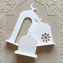 3 Pcs Eid Party Table Centerpieces, Middle Eastern Style Centerpieces, Ramadan Moon Tower Set, Ramadan Table Sign, Three-Dimensional Castle Acrylic Mirror Table, Festive Home Decoration Tabletop Ornaments, Ramadan Supplies, Study Decoration