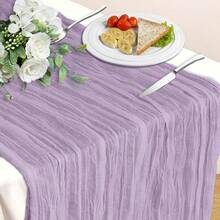 1 件纱质桌旗，波西米亚乡村风格，适用于婚礼、派对、婴儿派对、生日、家居装饰、节日装饰 - 紫丁香色 - 查看 8