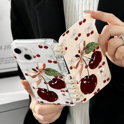 Funda de teléfono con forma de libro con lazo de cereza, protector de pantalla, compatible con iPhone 17 Pro, 17, 16, 16e, Air, 17 Pro Max y Galaxy S24 Ultra, funda de teléfono,