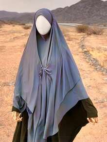 1pc Luxury Double-Layer Madina Front Tie Design Hijab Khimar, Fashion Hijab For Women, Classic & Versatile, Suitable For Daily Use - 彩色 - 查看 14