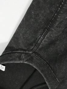 Disney UNIHLO  Mickey   Printed Summer Heavyweight Retro Washed Street Fashion Casual T-Shirt - 黑色 - 查看 6