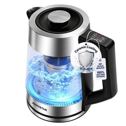 Aigostar Electric Kettle - 2200W Fast Boiling, 1.7L Stainless Steel With Anti-Limescale Ceramic Coating, Temperature Control & Keep Warm, LED Indicator, Includes Tea Infuser - Ceramia