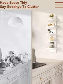 1pc Floating Storage Shelf Wall Rack, Book/Magazine Organizer, Decorative Wall Shelf, Hanging Storage Rack, Boho Nordic Style Wall Mount Rack For Bedroom, Living Room, Dining Room, Kitchen, Office, Small Plant/Figurine Display - Black and White - View 4