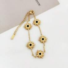 1 pieza Pulsera minimalista elegante y de moda personalizada de acero inoxidable, no se desvanece, adecuada para el uso diario de las mujeres - Pulsera con forma de girasol - Ver 4