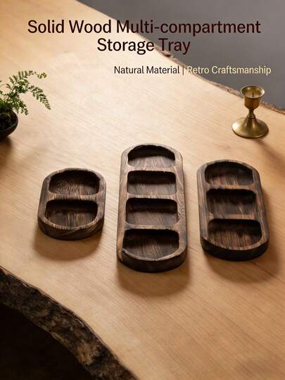 3pcs/Set Vintage Wooden Jewelry Box Storage Organizer, Decorative Tray For Entryway, Tabletop, Nightstand, Suitable For Various Occasions Throughout The Year