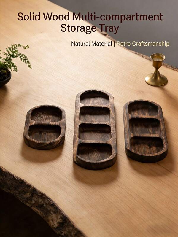 3pcs/Set Vintage Wooden Jewelry Box Storage Organizer, Decorative Tray For Entryway, Tabletop, Nightstand, Suitable For Various Occasions Throughout The Year