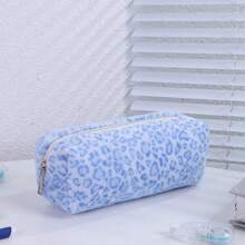 Small Leopard Print Pencil Case, Backpack, Large Capacity Cosmetic Bag, Stationery Pencil Case, Backpack - Plush Leopard Print - View 9