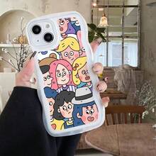 1个时尚波浪不规则卡通图案手机壳，兼容 17 Air/17 Pro/17 Pro Max/17/16e/16/15/14/13/12/11/X/XR/8/7、Galaxy A14/A15/A54/S24/S24 Ultra系列 - 無色 - 查看 2