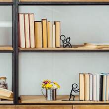 Bookends Decorative Metal Unique Office Desk Bookends Cute Book Ends Reading Decor Bookshelf Decor For Office School Library Bedroom Book Lovers Gift - màu đen - Xem 4