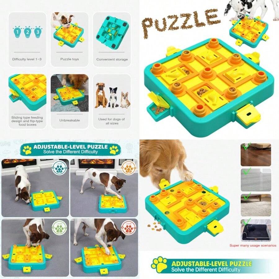 Dog Puzzle Toy Mental Stimulation - Level 3 In 1 Dogs Food Feeder Puzzle Dog Treat Puzzle Feeder Advanced-Blue Board - Cấp độ 3 trong 1AdvancedBlue Board - Xem 1